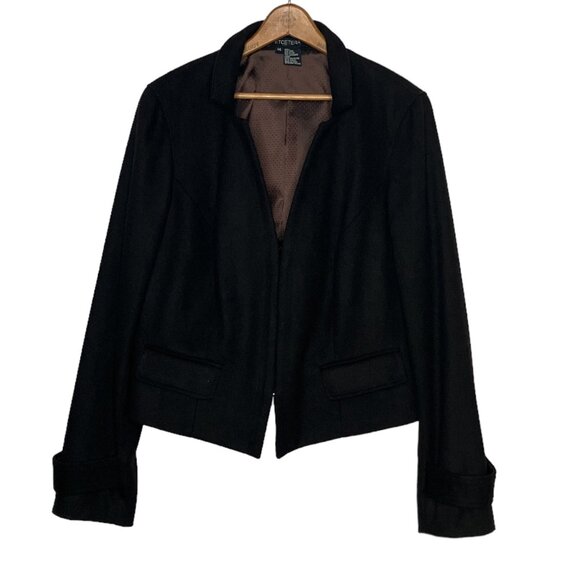 New Etcetera Size 14 Cocoa Bean Brown Wool Cashmere Crop‎ Cropped Blazer Jacket